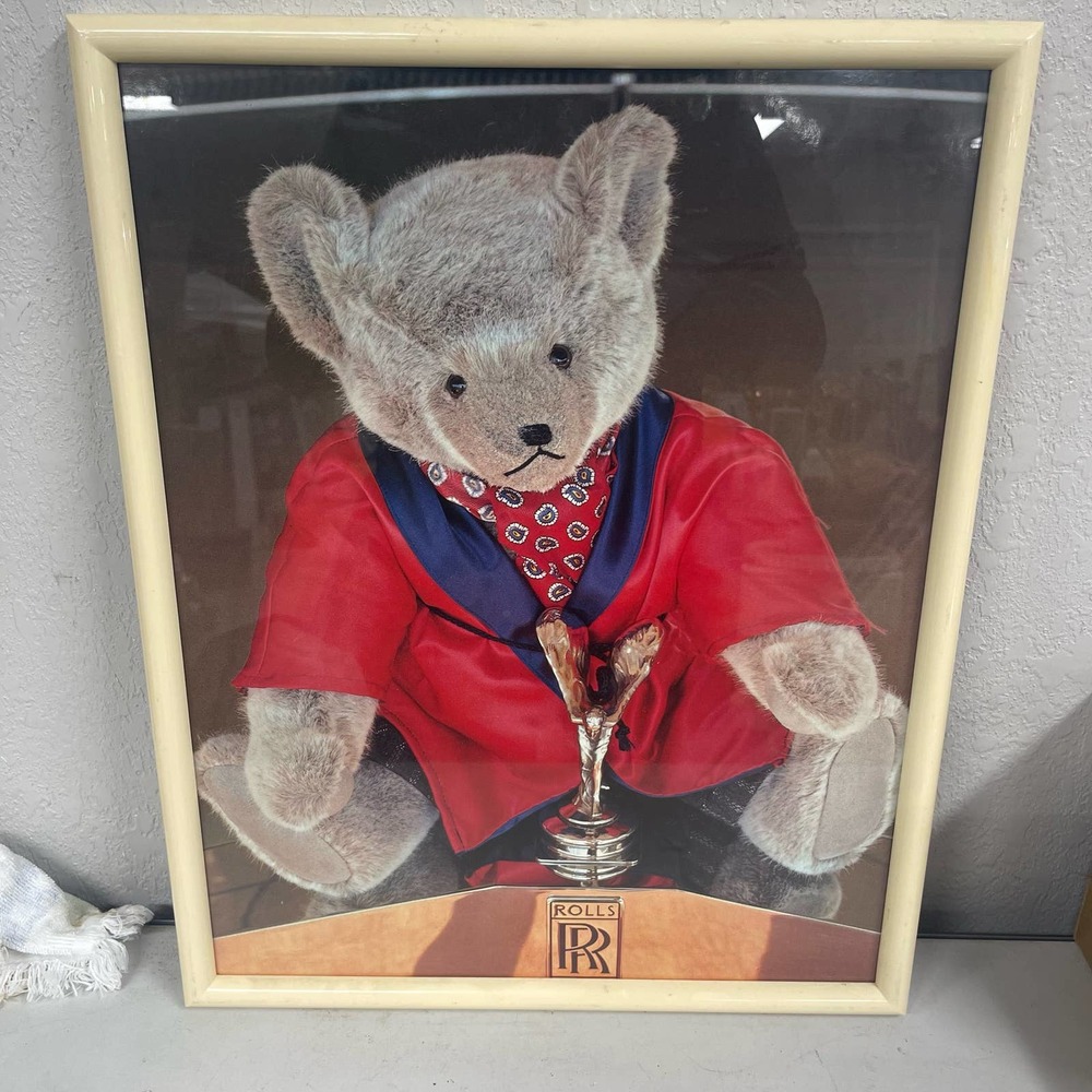 Retro white frame Playboy Rolls Royce Hugh Hefner Teddy Bear wall print BLHN